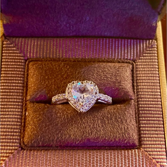 Jewelry - Authentic heart, white topaz, 925 sterling silver ring size 7 1/2